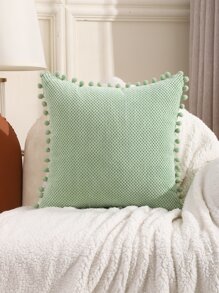 毛絨球靠墊套(不含內芯) - 綠色 - 查看 4