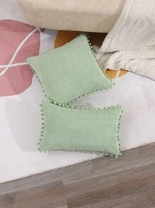 毛絨球靠墊套(不含內芯) - 綠色 - 查看 5