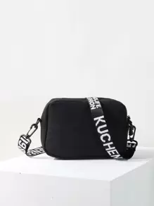 Mini Letter Strap Square Bag, Shoulder Bag For School - Black - View 3