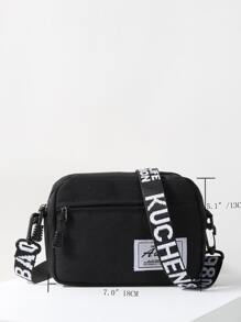 Mini Letter Strap Square Bag, Shoulder Bag For School - Black - View 6