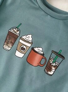 Girls Cup Print Sweatshirt - Dark Green - View 4