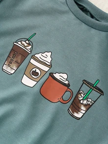 Girls Cup Print Sweatshirt - Dark Green - View 5