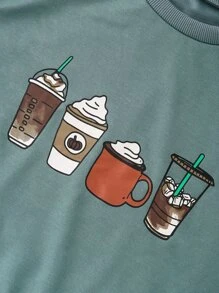 Girls Cup Print Sweatshirt - Dark Green - View 6