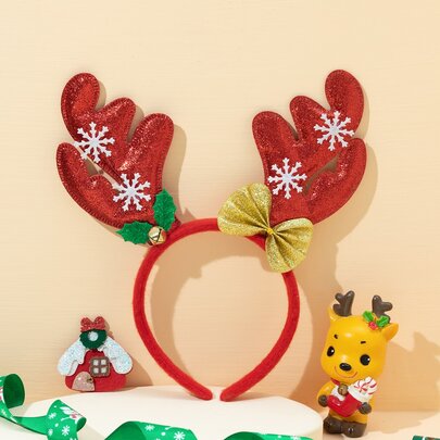Christmas Antler & Bow Decor Headband