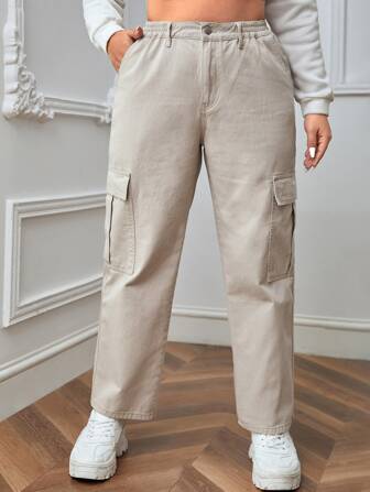 Taglie Forti Jeans cargo tasca con patta