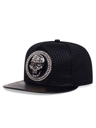 男士水鑽和骷髏裝飾嘻哈帽