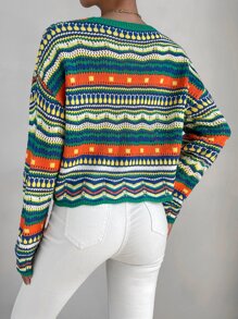 Chiquease 條紋圖案和幾何圖案網眼針織套頭毛衣 - 彩色 - 查看 2