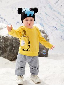 Baby Boy Cartoon Graphic Sweatshirt & Joggers - Multicolor - View 2