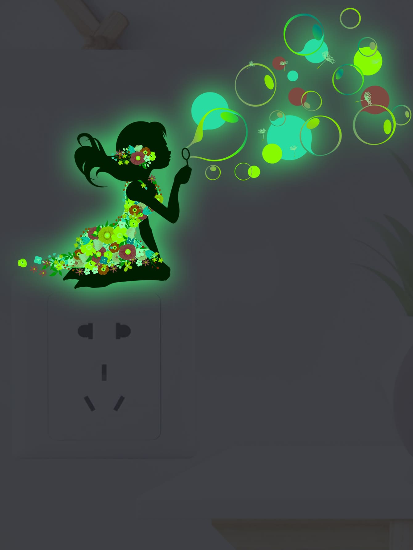 1pc Figure Graphic Glow In The Dark Switch Outlet Wall Sticker, Cartoon PVC Switch Sticker For Home Decoration, Stickers, Wall Decal, Vinyl Decal For Home Decorations, Spring Decoration Items Refresh Your Home, Rama Decoration Stickers Gifts Birthday Graduation - Multicolor - View 1