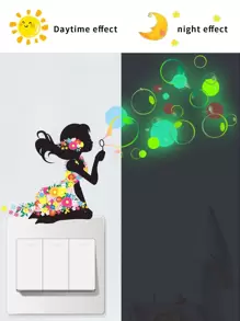1pc Figure Graphic Glow In The Dark Switch Outlet Wall Sticker, Cartoon PVC Switch Sticker For Home Decoration, Stickers, Wall Decal, Vinyl Decal For Home Decorations, Spring Decoration Items Refresh Your Home, Rama Decoration Stickers Gifts Birthday Graduation - Multicolor - View 6
