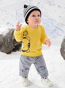 Baby Boy Cartoon Graphic Sweatshirt & Joggers - Multicolor - View 5