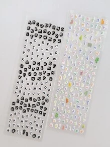2入組字母圖案隨機貼花 - 彩色 - 查看 2