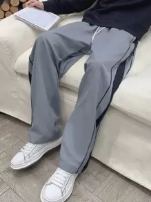 Claim Dot Quần dài màu xám đậm có đường may bên hông tương phản, quần dài rút dây cho nam, quà tặng cho chồng, bạn trai - Xám - Xem 1