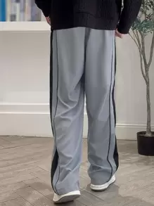 Claim Dot Quần dài màu xám đậm có đường may bên hông tương phản, quần dài rút dây cho nam, quà tặng cho chồng, bạn trai - Xám - Xem 2