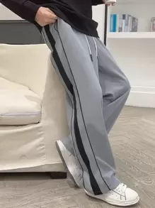 Claim Dot Quần dài màu xám đậm có đường may bên hông tương phản, quần dài rút dây cho nam, quà tặng cho chồng, bạn trai - Xám - Xem 3