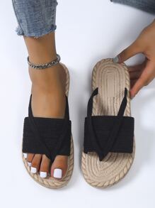 Women's Casual Flip Flops, Slip-On, Indoor Outdoor Beach Holiday Flat Sandals - Black - View 2