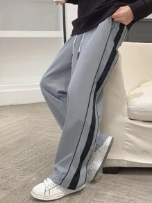 Claim Dot Quần dài màu xám đậm có đường may bên hông tương phản, quần dài rút dây cho nam, quà tặng cho chồng, bạn trai - Xám - Xem 6