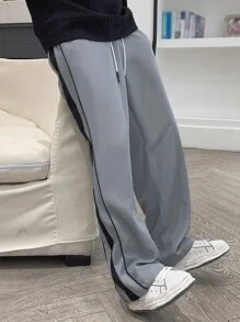 Claim Dot Quần dài màu xám đậm có đường may bên hông tương phản, quần dài rút dây cho nam, quà tặng cho chồng, bạn trai - Xám - Xem 7