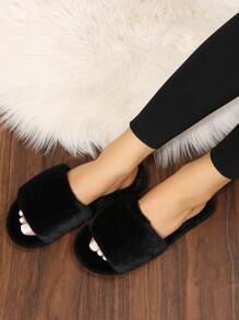 Dép đi trong nhà ngủ mềm mại tối giản mùa thu/đông, dép đi trong nhà ngủ màu đen thời trang trơn - màu đen - Xem 6