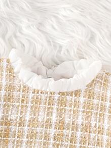 Bebé Vestido de cuadros ribete con fruncido de manga con volante tweed - Multicolor - Ver 3