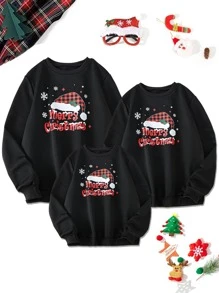 SHEIN Unity Christmas Print Sweatshirt for Christmas - Black - View 4