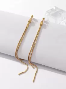 Metal Tassel Drop Earrings - Yellow Gold - View 3