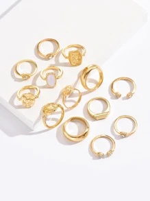 D0143 13pcs Rhinestone Decor Ring