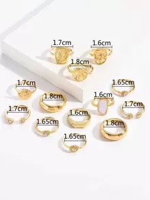 D0143 13pcs Rhinestone Decor Ring