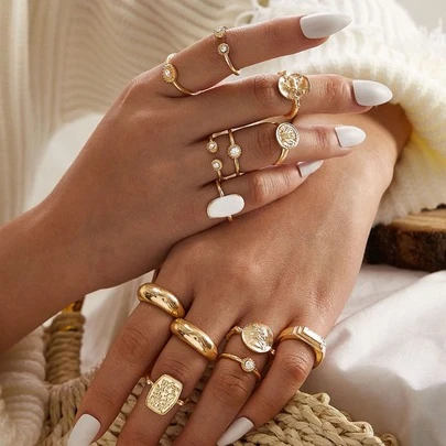 D0143 13入組水鑽裝飾戒指