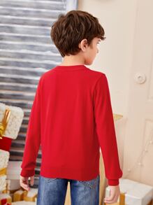 SHEIN 男孩聖誕字母和雪花圖案套頭毛衣