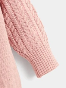Toddler Girls Cable Knit Raglan Sleeve Jumper Dress - Watermelon Pink - View 4