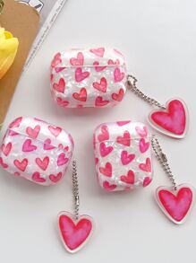 粉紅色心形圖案耳機盒,兼容airpods1/2、airpods Pro,可愛風格