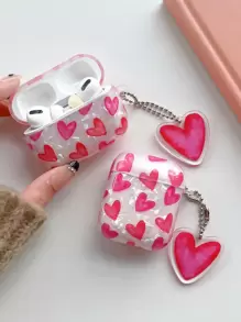 粉紅色心形圖案耳機盒,兼容airpods1/2、airpods Pro,可愛風格