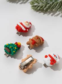 5 件裝聖誕主題髮夾 - 彩色 - 查看 1