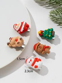 5 件裝聖誕主題髮夾 - 彩色 - 查看 3