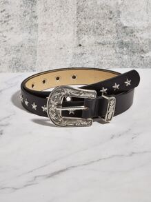 Textured Buckle Belt - Black - View 2
