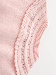 Baby Scallop Trim Button Front Cardigan - Baby Pink - View 3