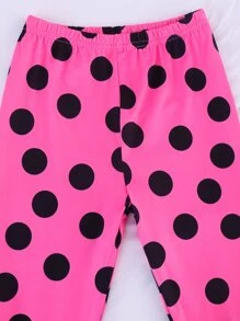 Girls Polka Dot & Slogan Graphic Snug Fit PJ Set - Multicolor - View 4