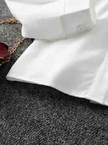 SHEIN Tween Girl Frill Trim Peter Pan Collar Shirt - White - View 9