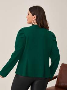 SHEIN Clasi áo khoác kích thước lớn Nút đôi màu trơn Thanh lịch - Màu xanh lá cây đậm - Xem 2