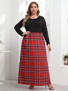Plus Size Tartan Print Dress - Multicolor - View 2