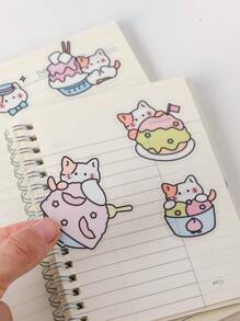 40入組卡通動物和食物圖案貼花 - 彩色 - 查看 6