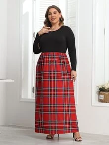 Plus Size Tartan Print Dress - Multicolor - View 6