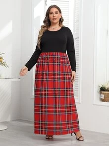 Plus Size Tartan Print Dress - Multicolor - View 7
