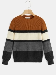 SHEIN Sudadera Con Hombro Caído Y Bloques De Color Para Niños En Edad Tween - Multicolor - Ver 1