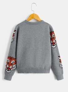 SHEIN Niños Jersey con patrón de tigre - Gris - Ver 2
