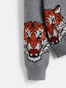 SHEIN Niños Jersey con patrón de tigre - Gris - Ver 5