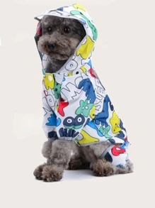 1pc Cartoon Graphic Pet Raincoat - Multicolor - View 4