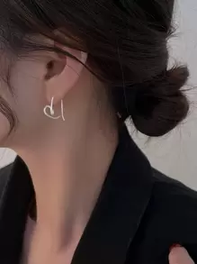 心形设计耳环情人节 - 銀色 - 查看 1