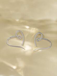 心形设计耳环情人节 - 銀色 - 查看 2
